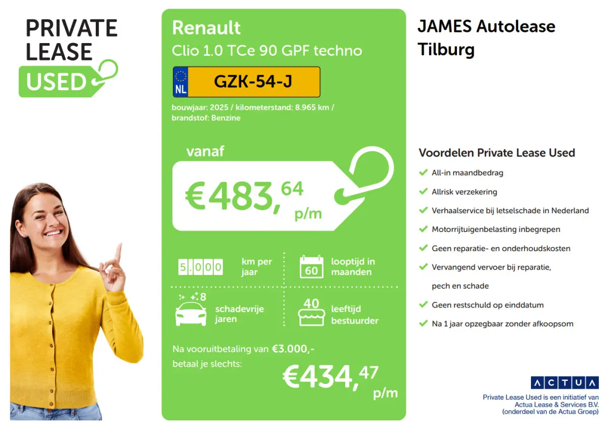 1.0 TCe 90 GPF techno PRIVATE LEASE vanaf € 434 pm*