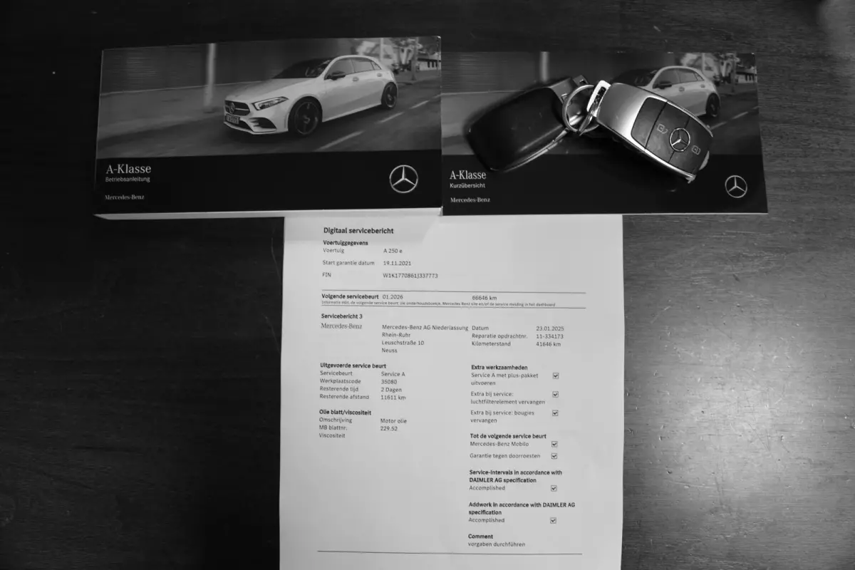 250 e AMG Line Plug in hybride*Perfect MB Onderh.*BTW*1ste Eig.*Sfeer/Night/MBUX/Apple Carplay-Android/High Perf. LED Koplamp./Diamond Grille/DAB/Stoelverw./Half Leder/Parkeersens.V+A/18 inc