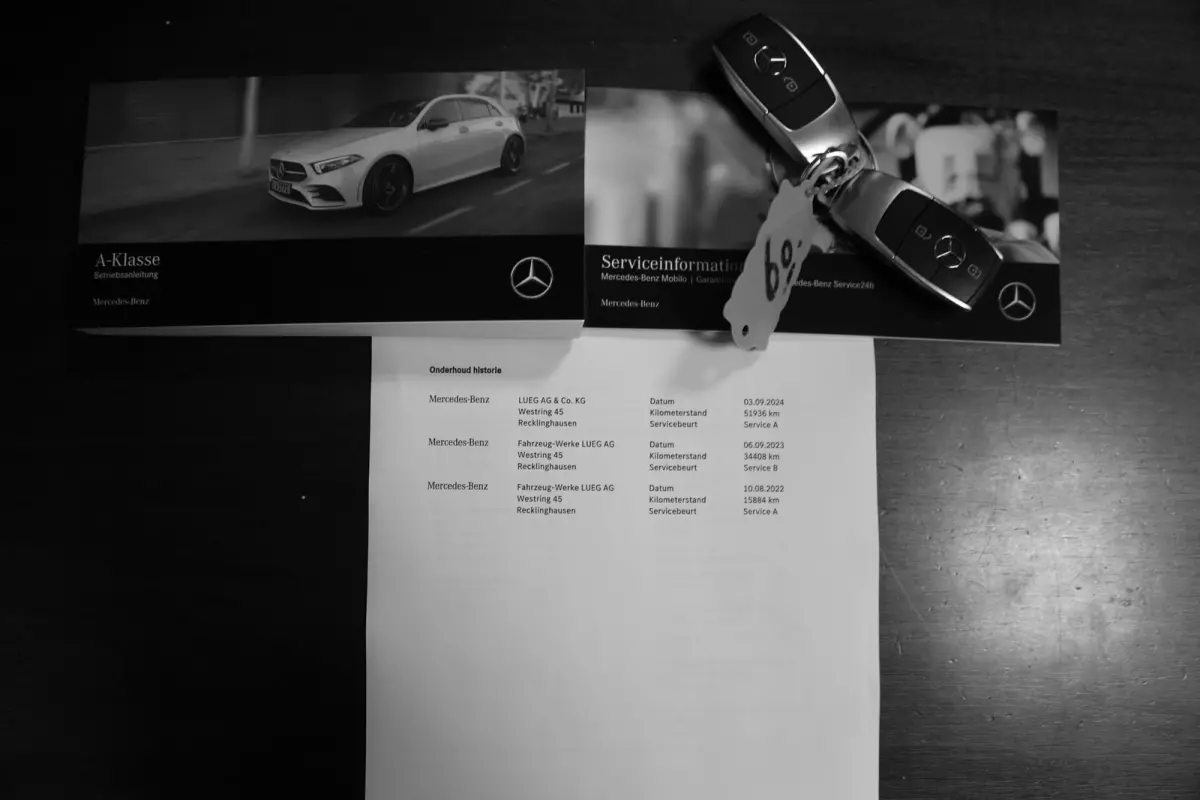 250 e AMG Line Plug in hybride*Perfect MB Onderh.*BTW*1ste Eig.*Sfeer/ACC/Night/MBUX/Apple Carplay-Android/High Perf. LED Koplamp./Diamond Grille/DAB/Stoelverw./Half Leder/Parkeersens.V+A/18