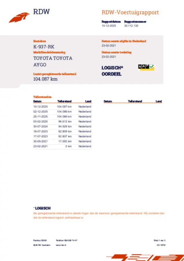 1.0 VVT-i x-play|Cam|Scherm|Incl.BTW