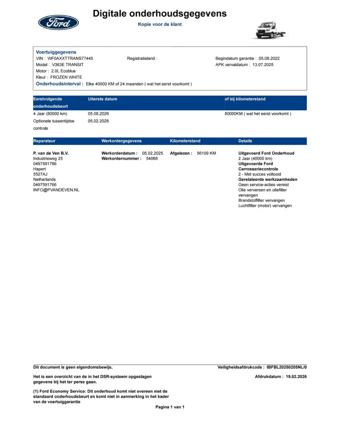 350 2.0 TDCI L4H1 Trend Bakwagen + Laadklep 130pk/96kW 6-bak