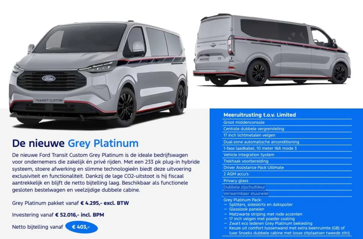 320 2.5 PHEV L2H1 Grey Platinum Gesloten Bestel Driver Assistance Pack Ultimate | Dubbele schuifdeuren |