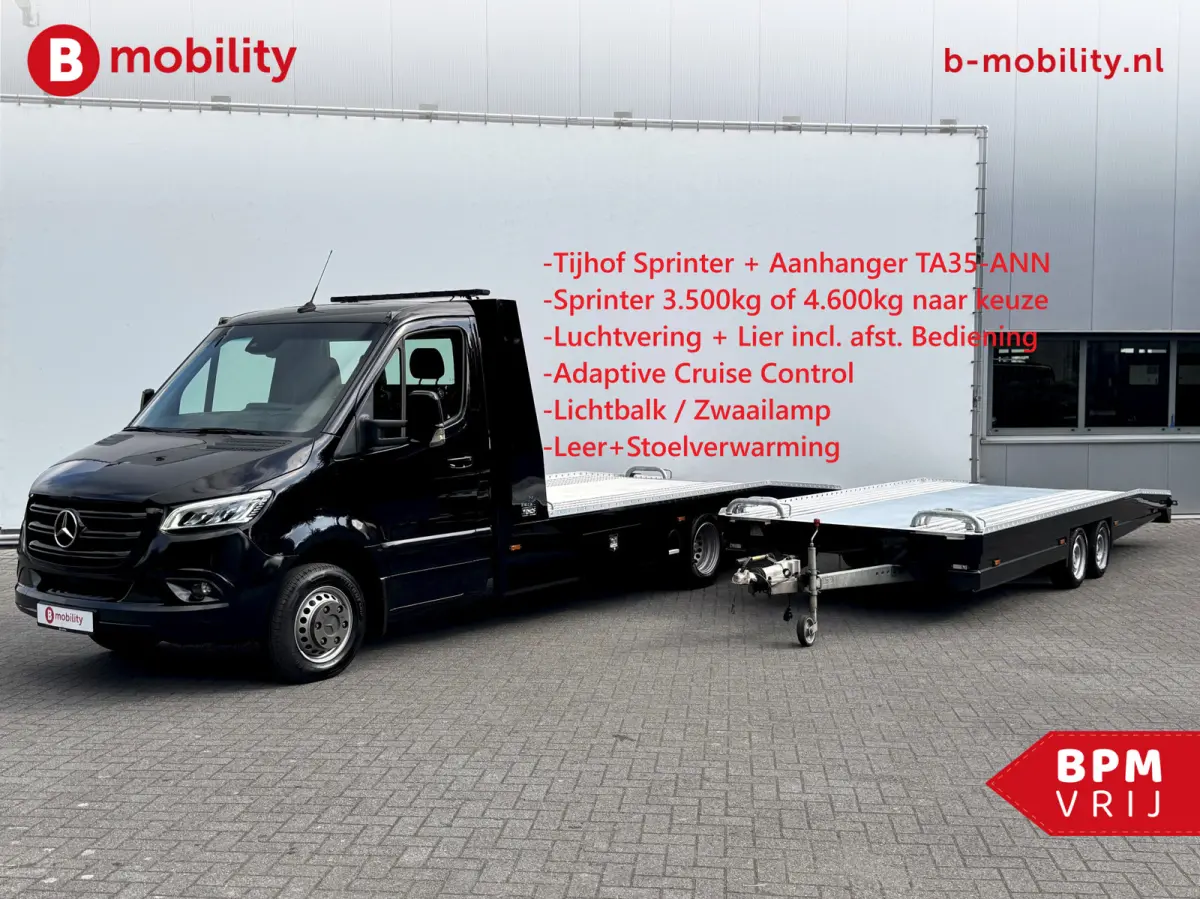 519 CDI Tijhof AluLiner Luchtvering+TA35-ANN Aanhanger 3.500kg Autotransporter/ Oprijwagen | Leer | Lier | 3-Zitplaatsen | Apple CarPlay | DAB | Adaptive Cruise Control | Navigatie | Trekhaa