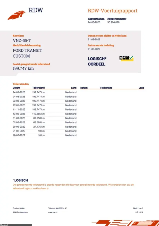 2.0 TDCI 130pk L2H1 3 persoons EURO 6