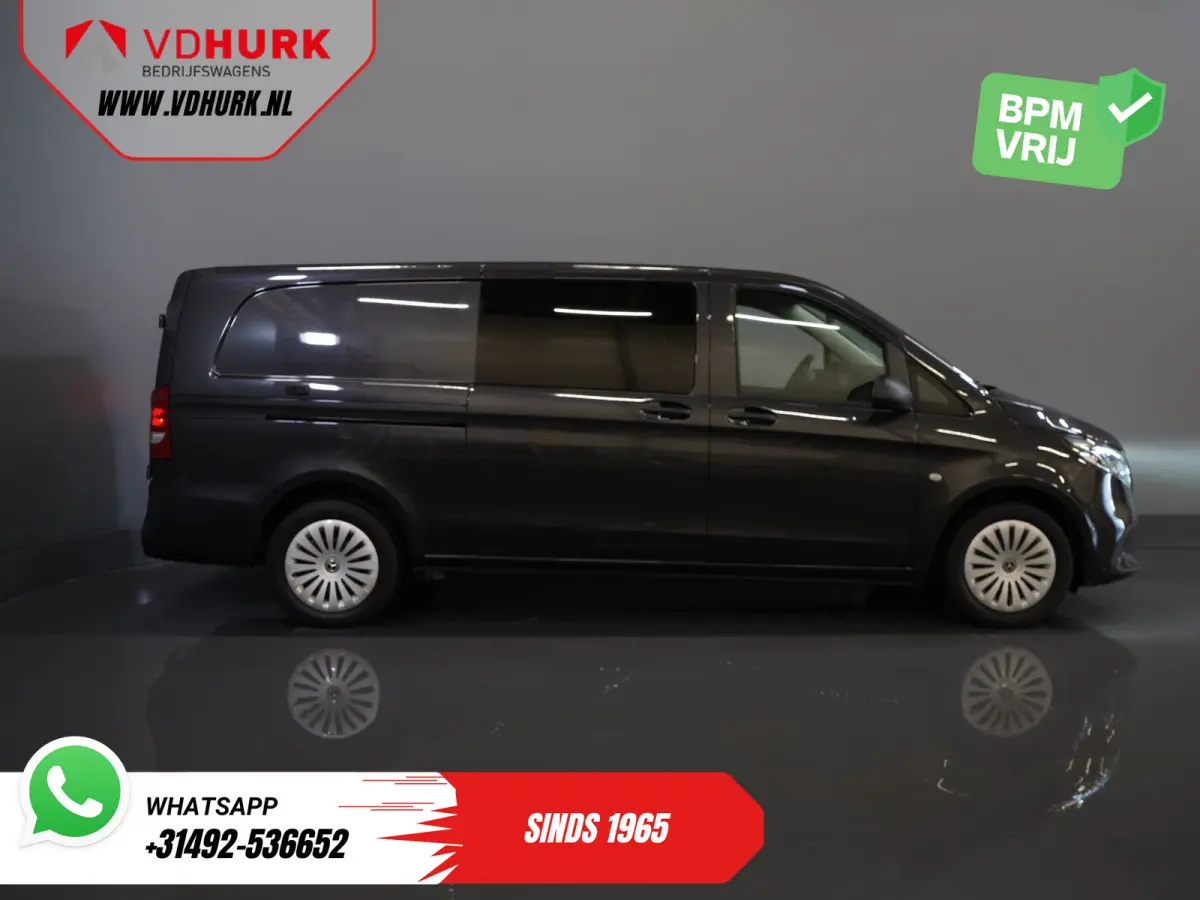 116 CDI Aut. L3 DC Dubbel Cabine BPM VRIJ! 6 Pers./ 2xSchuifdeur/ LED/ Stoelverw./ 270Gr. Deuren/ Carplay/ Camera/ Cruise/ Trekhaak