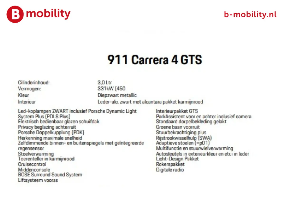 991 3.0 Carrera 4 GTS Org. NL Dealer Auto Sport Chrono | Nose Lift | PDLS Plus | Adaptieve Voorstoelen | Park Assist Achteruitrijcamera | Stuur/stoel Verwarming | DAB