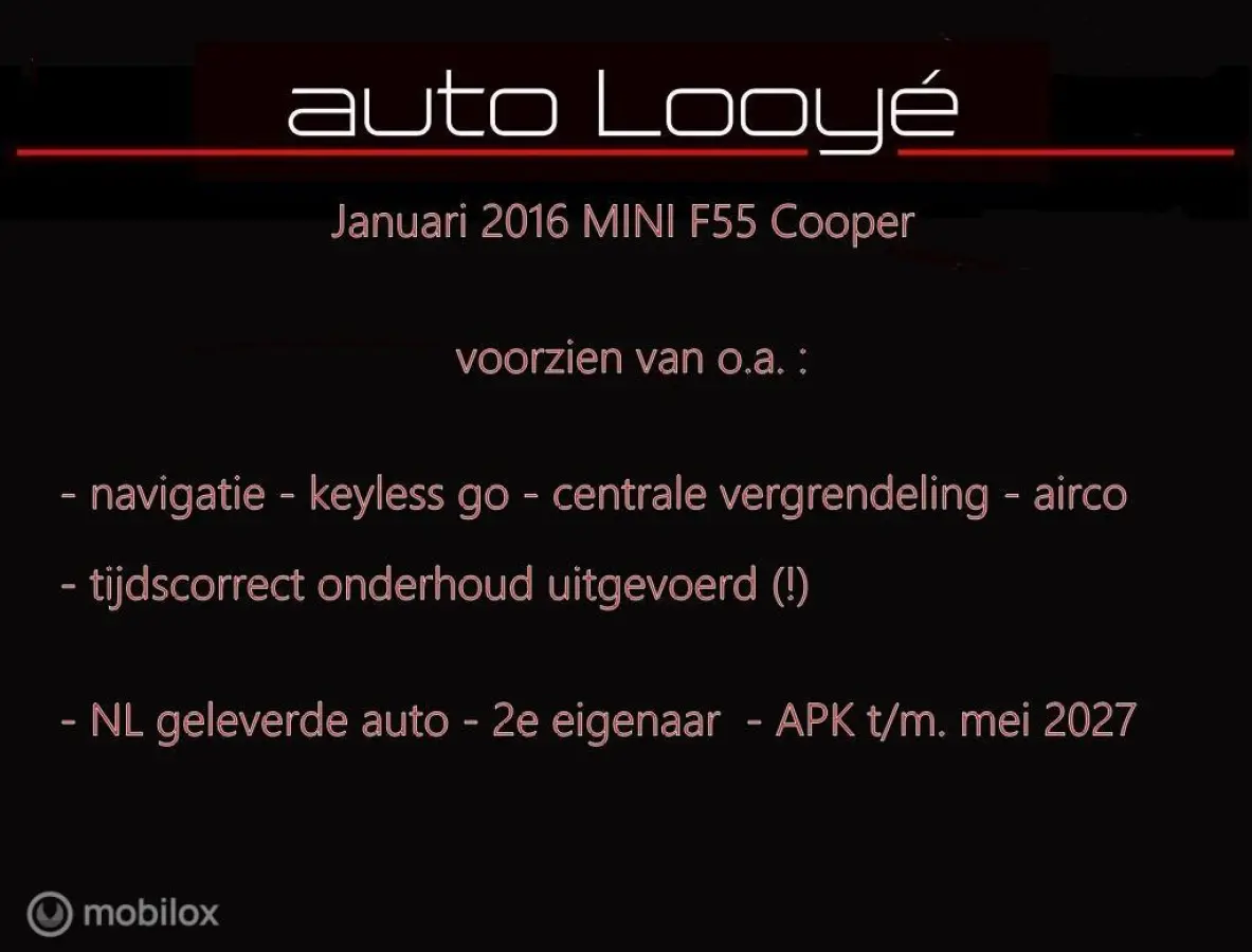 Mini 1.5 - 2 eig. - navi - cruise - NL auto