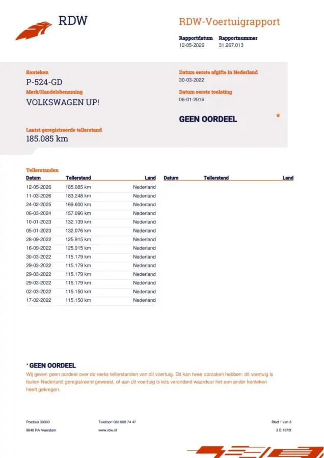 Up! 1.0 Club up! BlueMotion 5-Deurs | LMV | Getint Glas | APK 03-2027