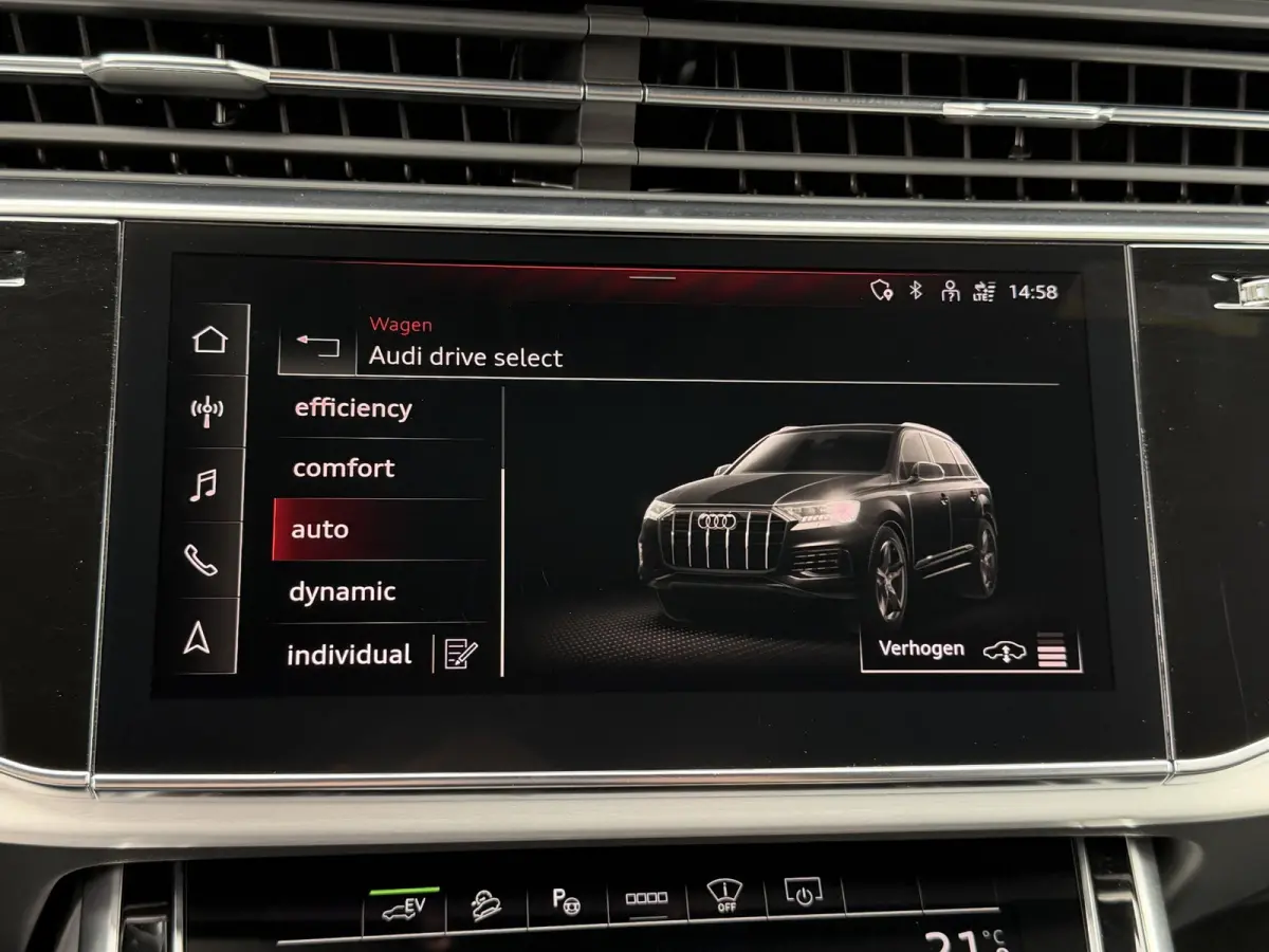 55 TFSI e quattro Pro Line S 21"/SOH 93%/Trekhaak/B&O/Laser LED/Stoelverwarming v+a/Adaptieve cruise/Dodehoek/Keyless/Head-up/Memory