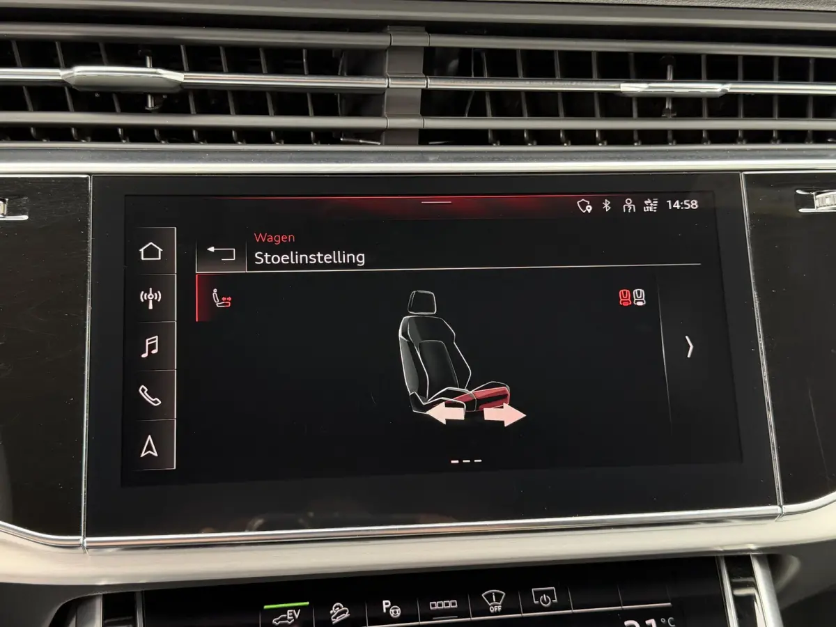 55 TFSI e quattro Pro Line S 21"/SOH 93%/Trekhaak/B&O/Laser LED/Stoelverwarming v+a/Adaptieve cruise/Dodehoek/Keyless/Head-up/Memory