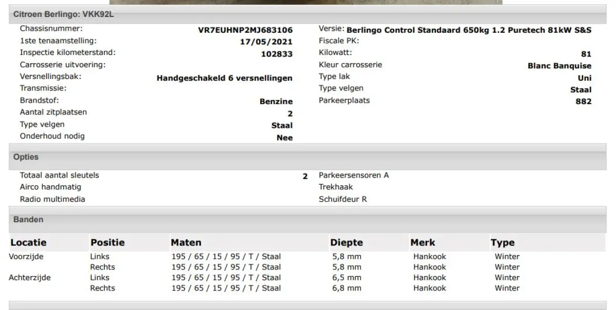 1.2 Benzine 111PK Euro6 / Distributie is vervangen  /Trekhaak / RVS imperiaal  / Schuifdeur / Airco / Pdc / Apk 01-2027
