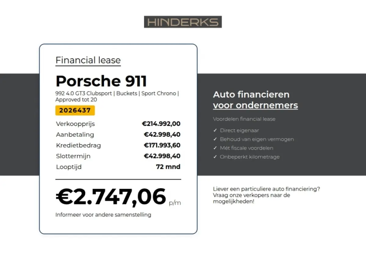 992 4.0 GT3 Clubsport | Buckets | Sport Chrono | Approved tot 20