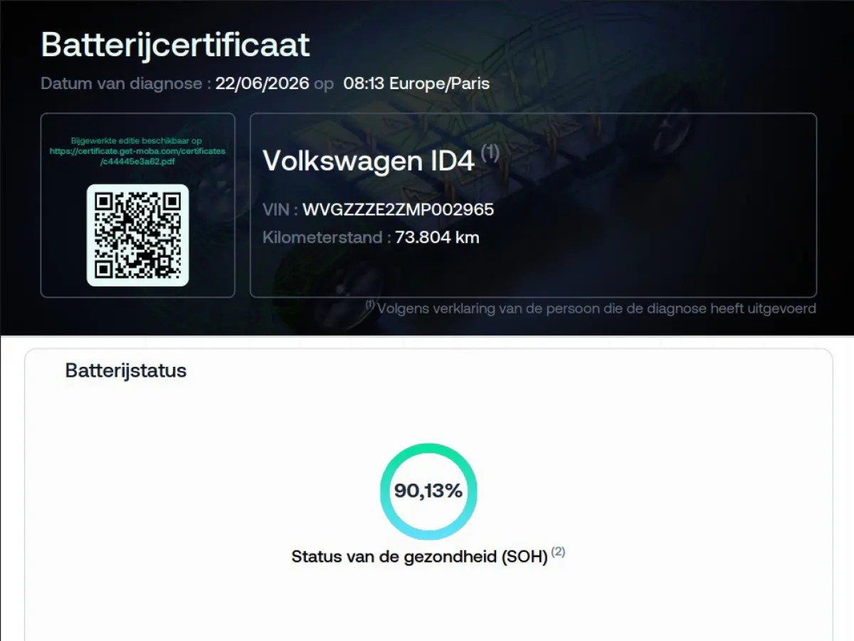 First Edition 77 kWh SOH 90,13 %