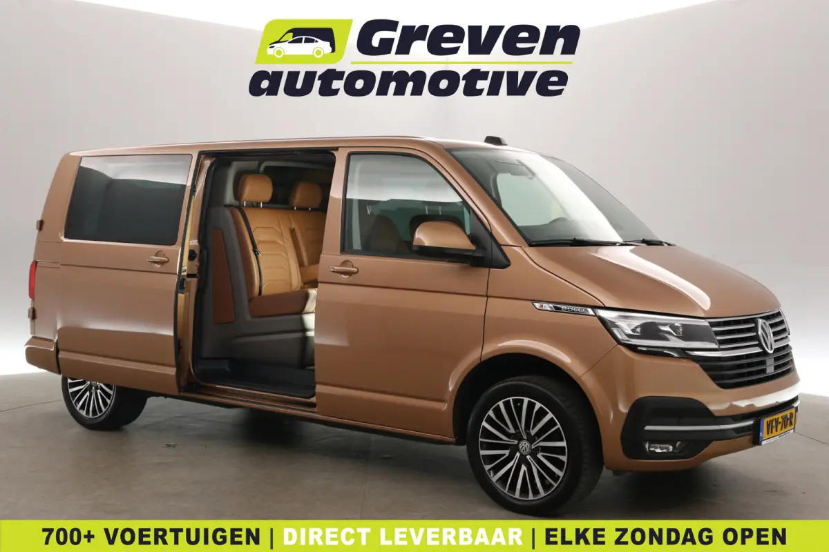 2.0 TDI L2H1 Bulli 200PK | Dubbele Cabine | Automaat | Airco | Camera | Virtual | Cruise | Leder | Trekhaak | Carplay | 2xSchuifdeur