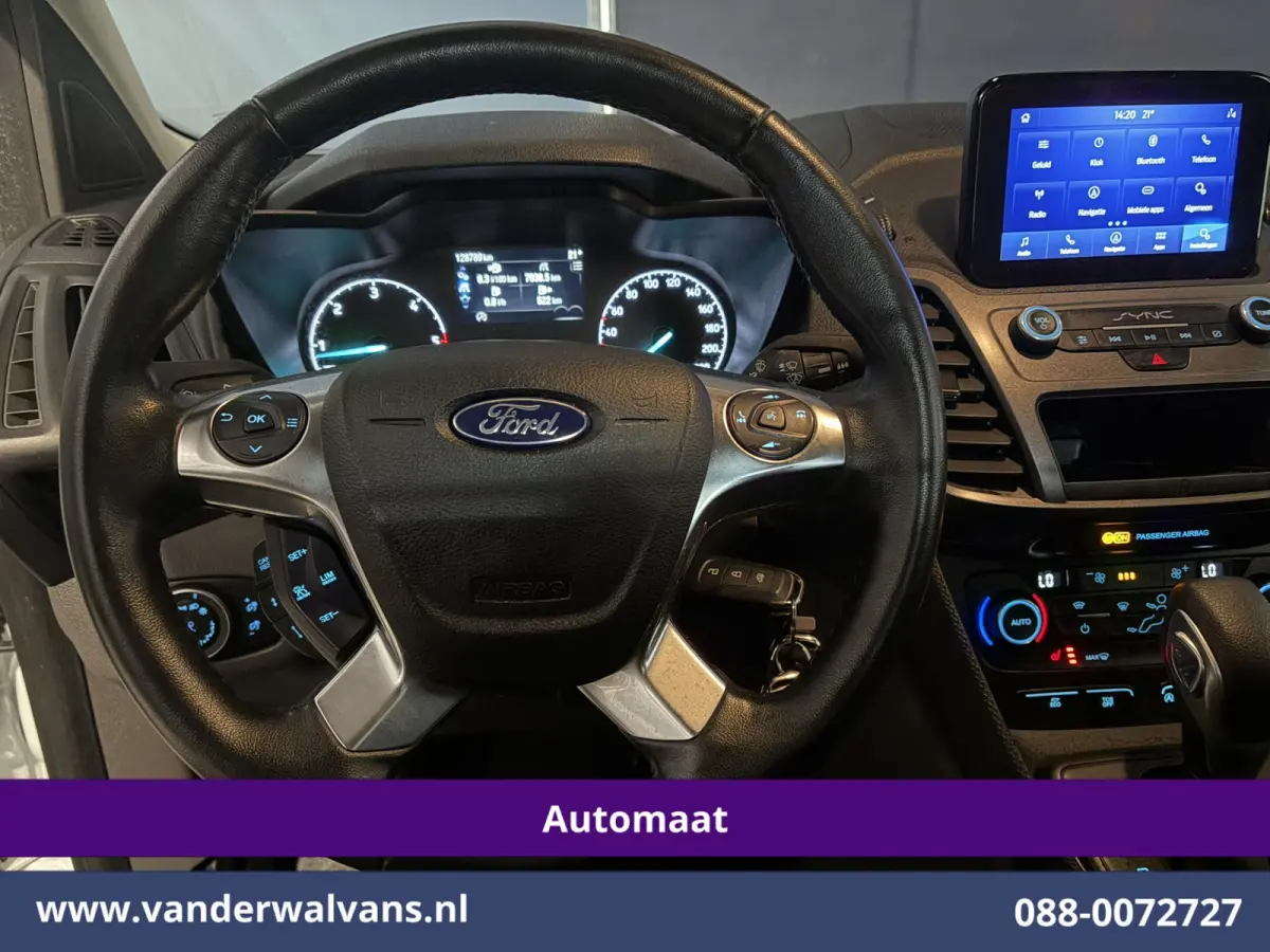 1.5 EcoBlue 120pk Automaat L2H1 Inrichting Euro6 Airco | Navigatie | Camera | LM velgen | Apple Carplay Android Auto, Cruisecontrol, Trekhaak, Verwarmde voorruit, Stoelverwarming, Parkeersen