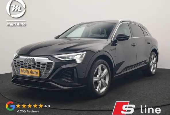 55 Quattro S Line 114 kWh 408pk Dealer O.H. | Trekhaak Afn. | Luchtvering | Adaptive Cruise | Head Up | Matrix LED | Camera | Alcantara Sportstoelen Verwarmd | Sfeerverlichting | Keyless | N
