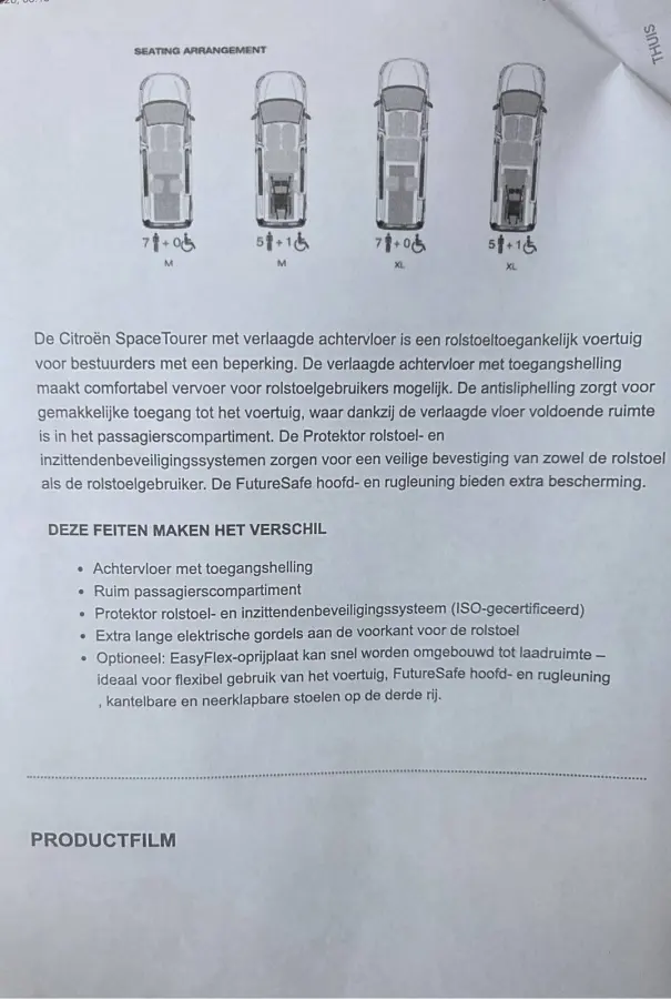 XL L3 75kWh Rolstoelauto / Rolstoelbus 7-Persoons met Bodemverlaging