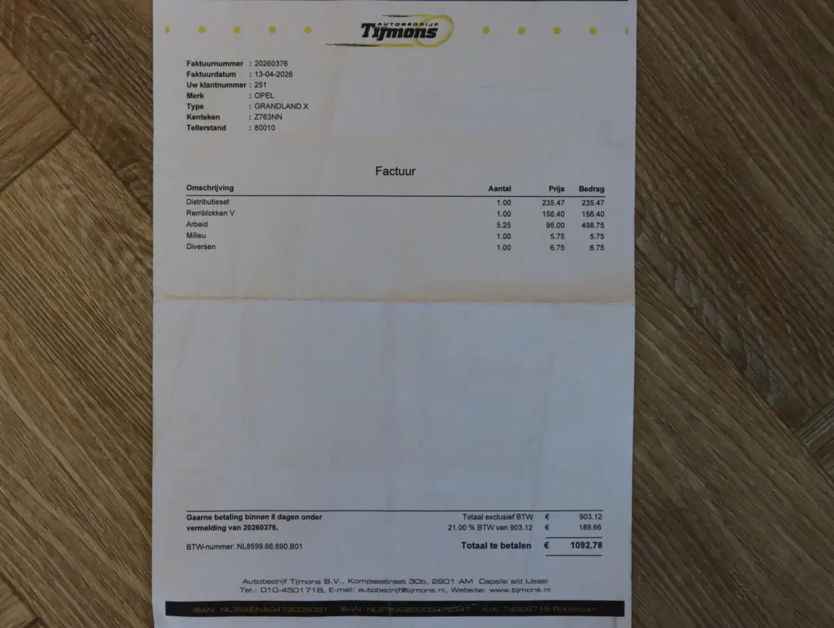 1.2 130PK Turbo Business Executive | D. riem vervangen |