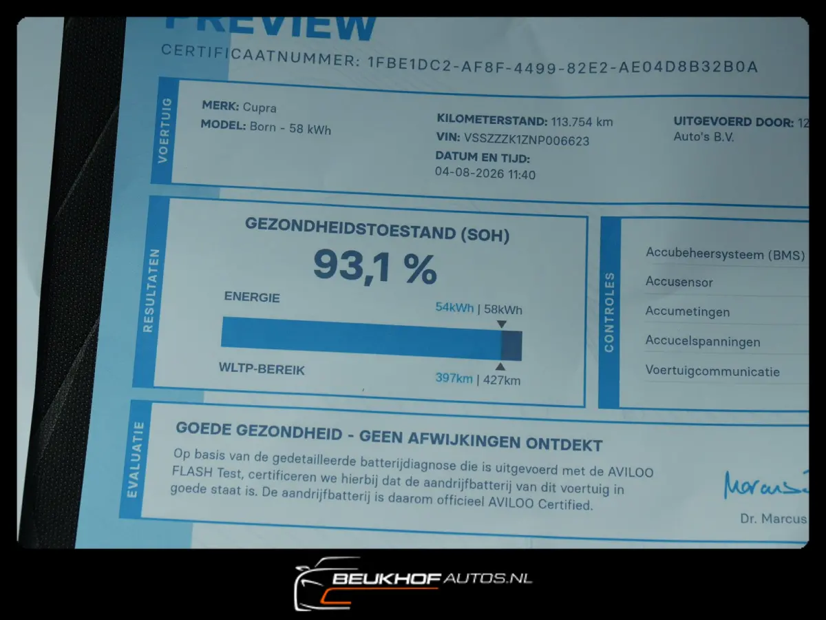 One 62 kWh Stoelverwarming Camera AdaptCr Soh93%