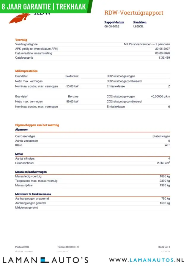 2.4 PHEV AWD Pure | CarPlay Trekhaak ECC 16" LMV Parelmoer | PHEV Voorschoten