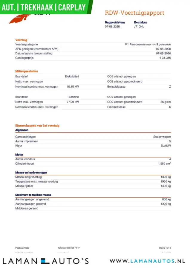 1.6 GDi Hybrid DynamicLine Aut. | CarPlay Trekhaak ECC ACC 16" LMV PDC Metallic | Hybrid Voorschoten