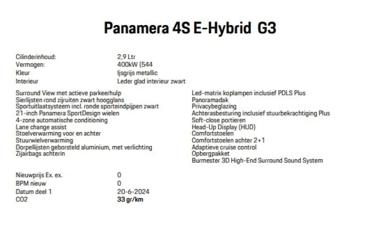 2.9 4S E-Hybrid Panoramadak Head-Up Dealer Onderhouden | Soft Close | PDLS Plus | Burmester | Comfortstoelen