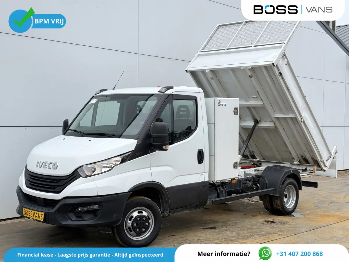 35C16 3.0 L4 Kipper Dubbellucht Airco Cruise Control 3.5T Trekhaak Lederen bekleding Benne Tipper