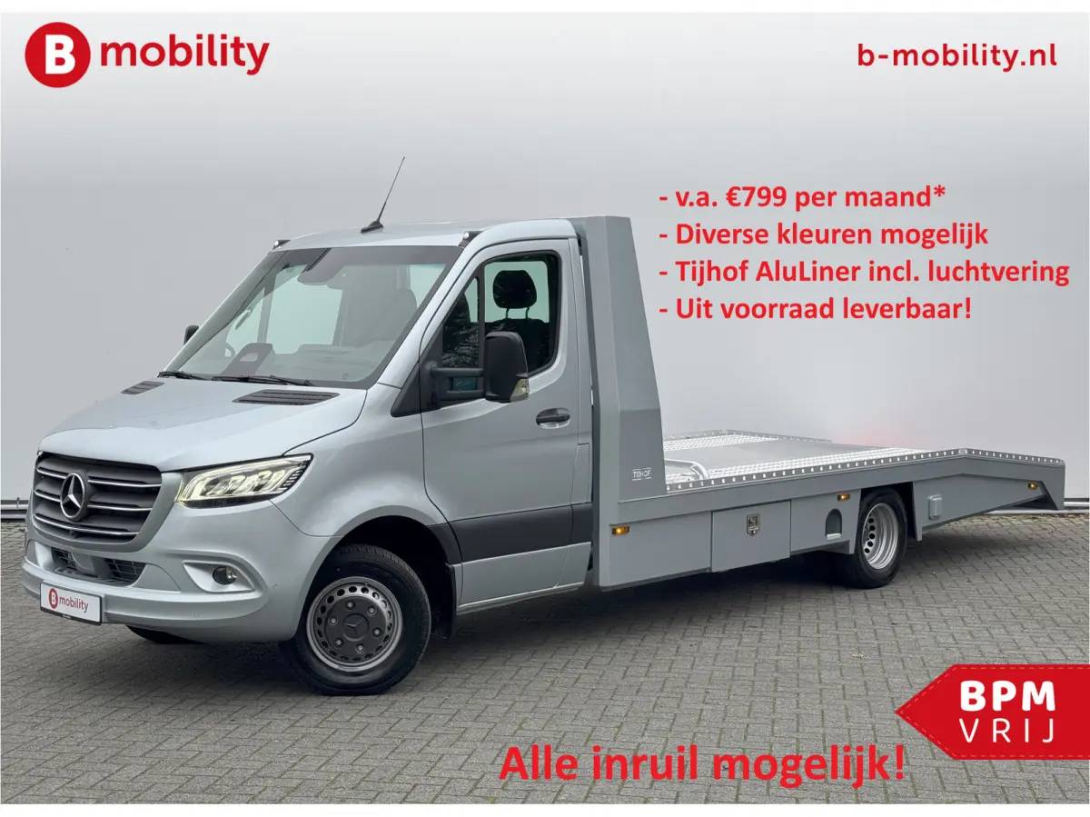 519 CDI Tijhof AluLiner V/A €32 Per Dag!! Luchtvering NIEUW! MJ.2025 Autotransporter/ Oprijwagen | Lier | 3-Zitplaatsen | AppleCarPlay | DAB | Adaptive Cruise Control | Navigatie | Trekhaa