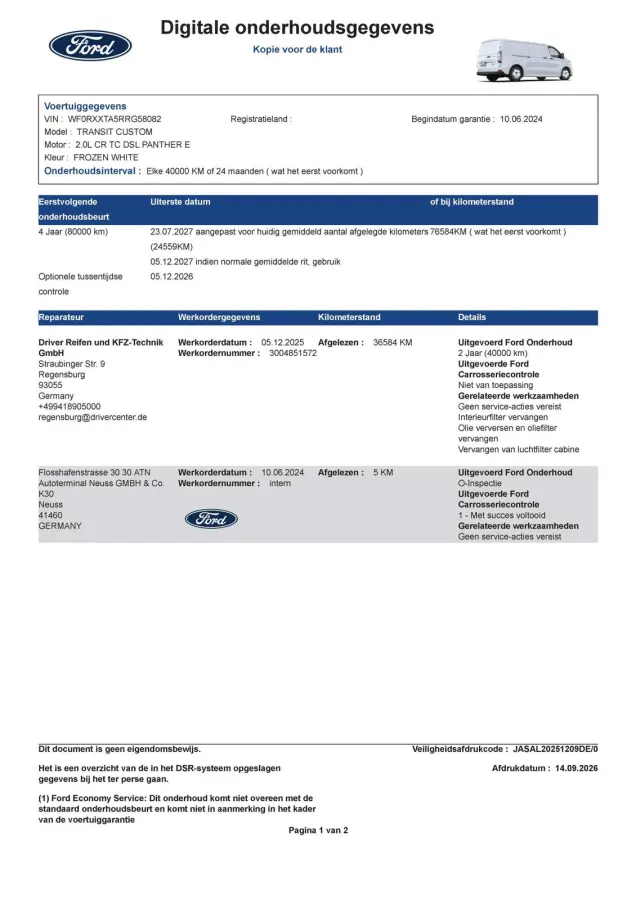 300 2.0 TDCI L2H1 Trend 136pk/100kW 6-bak | Vol leder | 12'' Sync4 Apple CP, Android Auto | Camera | Laadruimtebescherming | Cruise | etc. etc. DEMO
