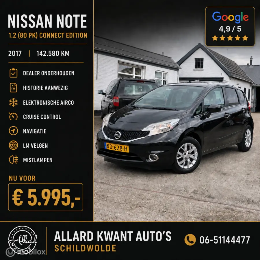 Nissan Note 2017 Benzine Handgeschakeld leasen
