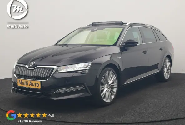 1.4 TSI iV Laurin & Klement PHEV 218pk Dealer O.H. | Trekhaak Af Fabriek | Panodak | Adaptive Cruise | 360 Camera | Lederen Comfortstoelen Memory & Ventilatie | Canton Audio | Crystal LED | 