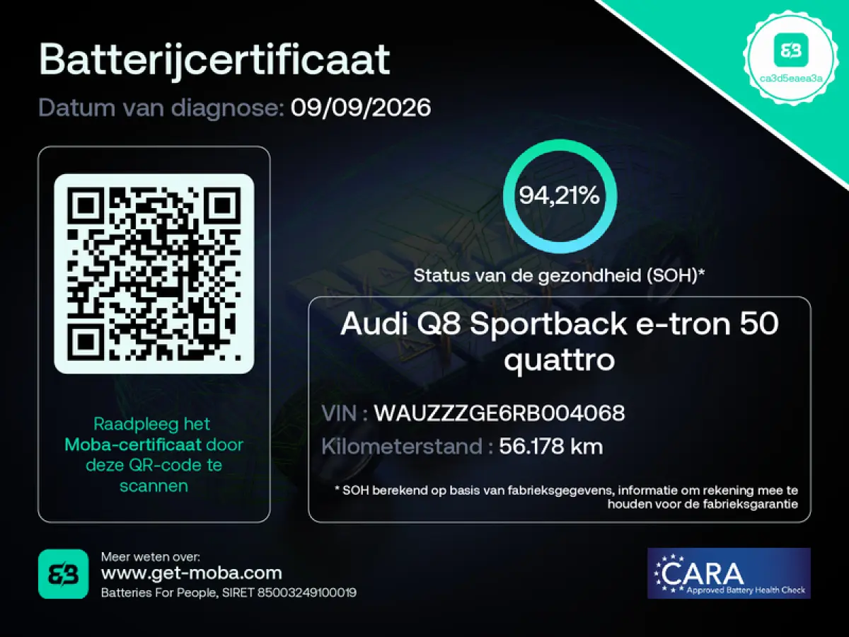50 95KWH QUATTRO 340PK ADVANCED EDITION SOH 94,21% / NAVI / LEDER / CLIMA / FULL-LED / PDC / 22" LMV / LUCHTVERING / CAMERA / KEYLESS / APPLE CARPLAY / ADAPT. CRUISE / ORG. NL. / 1E EIGENAAR