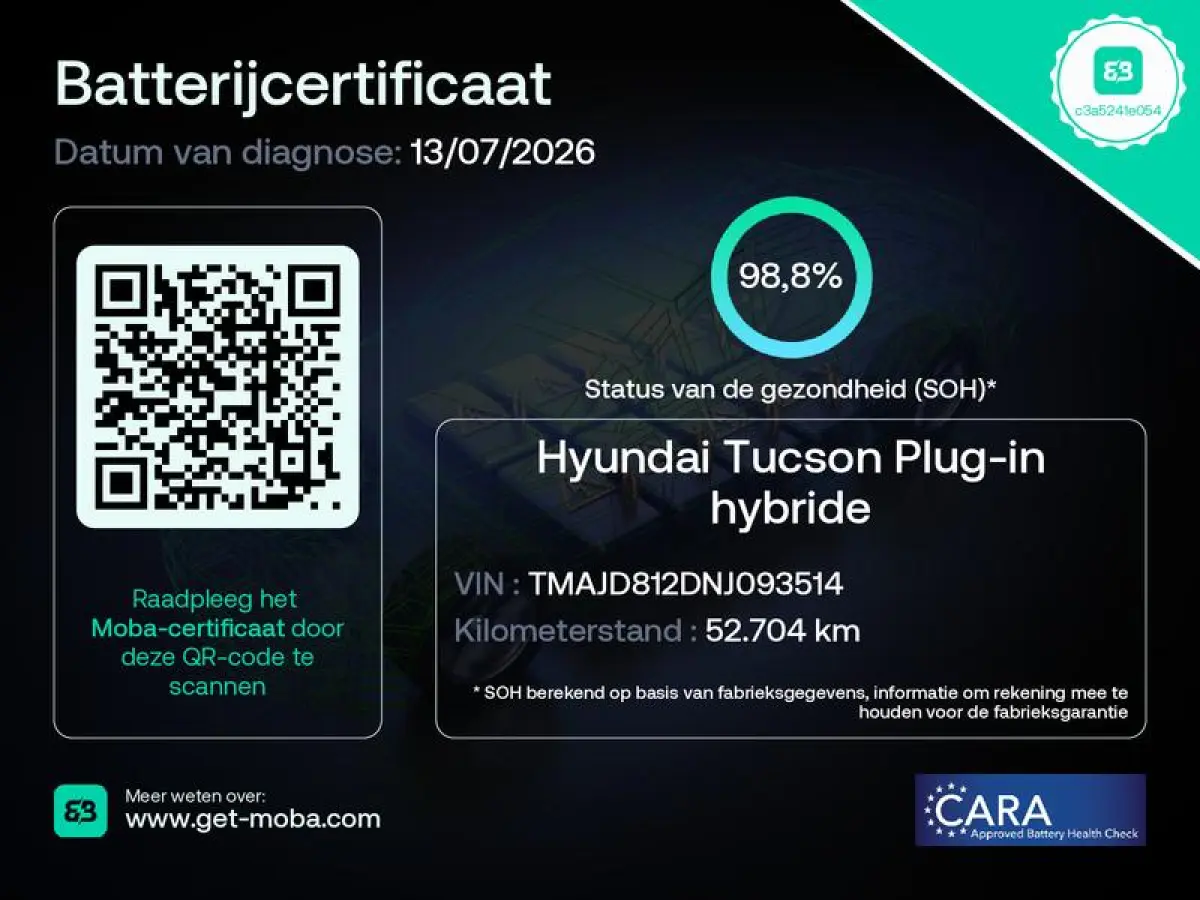 1.6 T-GDI PHEV Comfort Smart 4WD / 99% SOH / Fabrieksgarantie tot 04-2027 / WLTP 62km / Navi / Apple Carplay Android / Stuur- en stoelverwarming / Adapt. CC / 19" LM wielen /