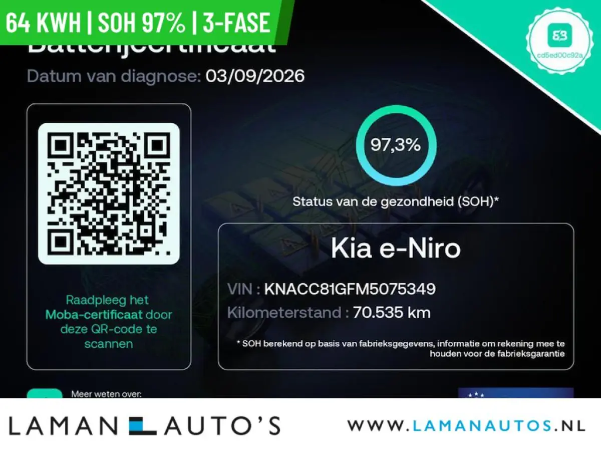 DynamicPlusLine 64 kWh | SOH 97% | 3-fase | Open dak CarPlay ECC Nav ACC 17" LMV LED Camera Metallic | EV Voorschoten