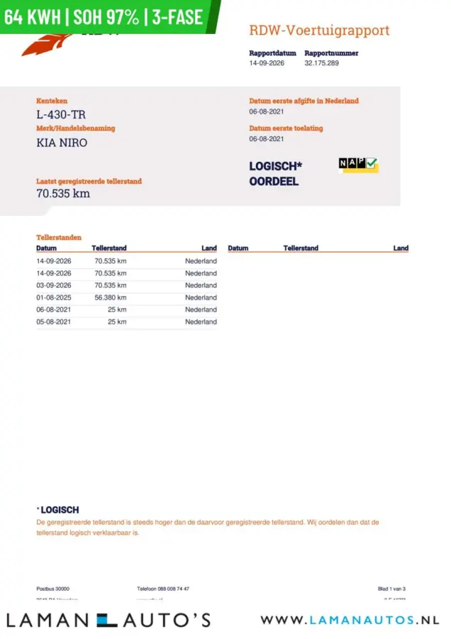 DynamicPlusLine 64 kWh | SOH 97% | 3-fase | Open dak CarPlay ECC Nav ACC 17" LMV LED Camera Metallic | EV Voorschoten