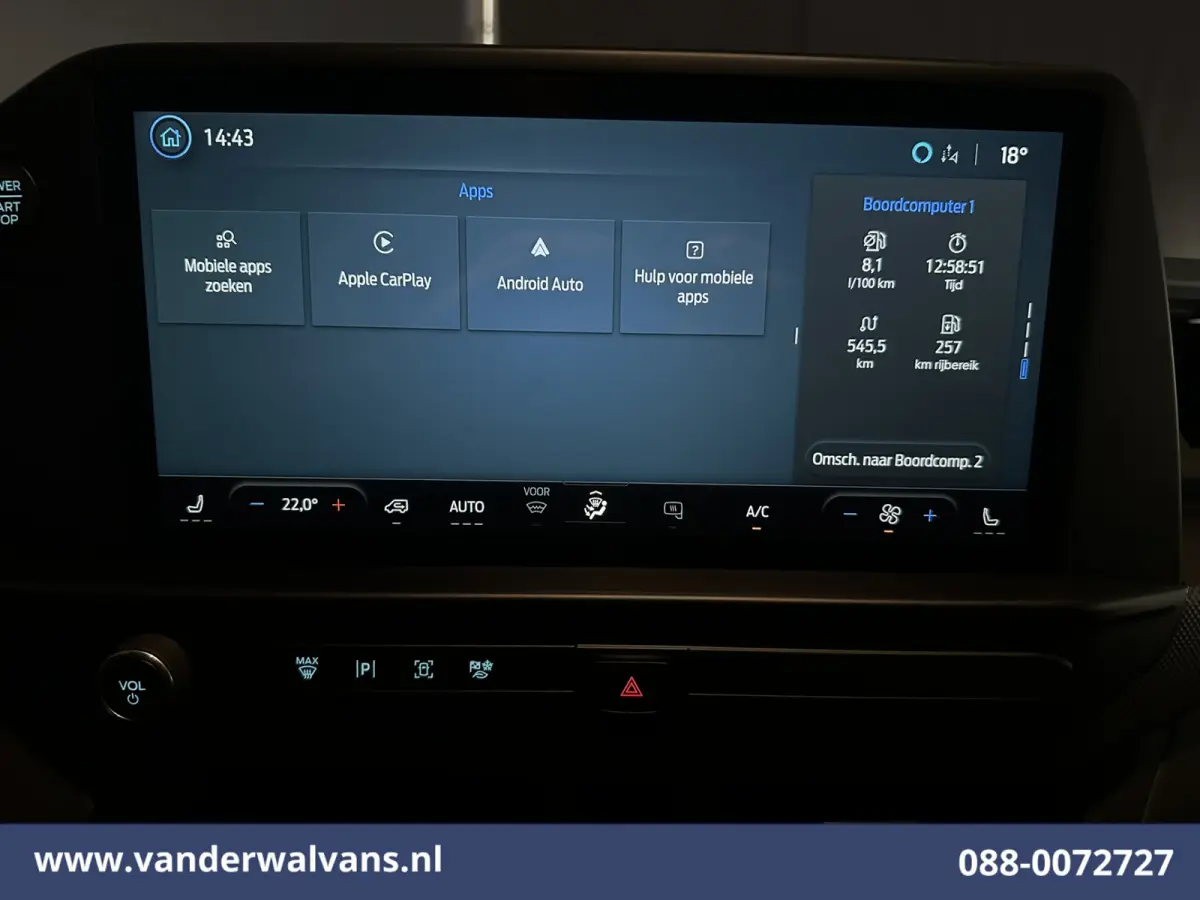 2.0 TDCI 136pk L1H1 Euro6 Airco | Camera | Navigatie | Apple Carplay | LED | Cruisecontrol Android Auto, Verwarmde voorruit, Parkeersensoren, Stoelverwarming, Bijrijdersbank, 2590kg trekverm