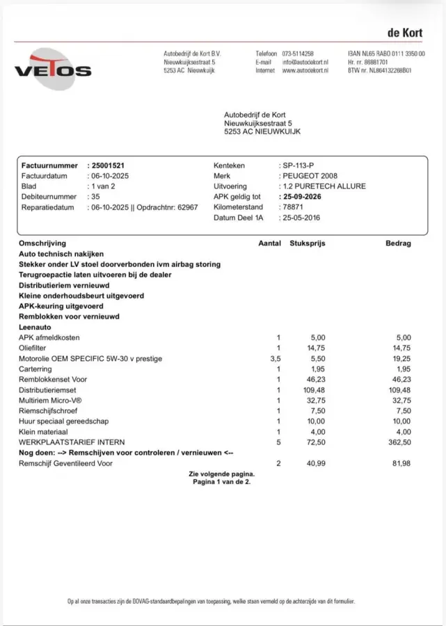 1.2 PureTech| Automaat| Nieuwe distributieriem