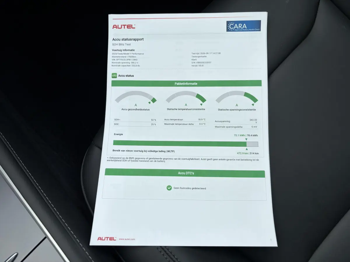 Performance AWD 75 kWh VAN 41.900:,- VOOR:39.877,- UW HERFSTVOORDEEL: 2.023,- | SOH 92% RIJKLAAR GELEVERD | TESLA FABRIEKSGARANTIE TOT 5-2027 OF 80.000 | TESLA GARANTIE ACCU + AANDRIJFLIJN T