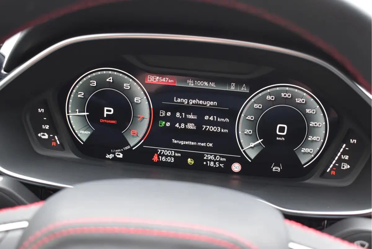 45 TFSI e S-Line 245 Pk SOH 94% Rood Stiksel Leder Matrix Navi Keyless Sonos Camera ACC 20 Inch