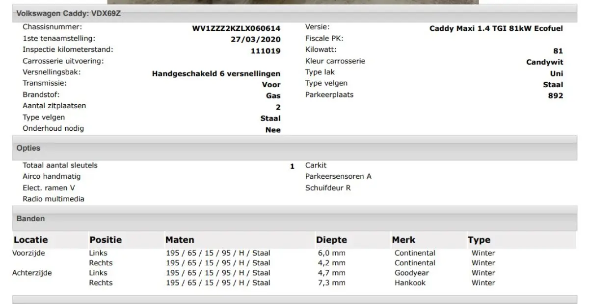1.4 TGI L2H1 Maxi CNG aardgas / Benz./ Comfortline Airco / Pdc. / Re.Schuifdeur / zeer milieu vriendelijk . / Apk 06-2027
