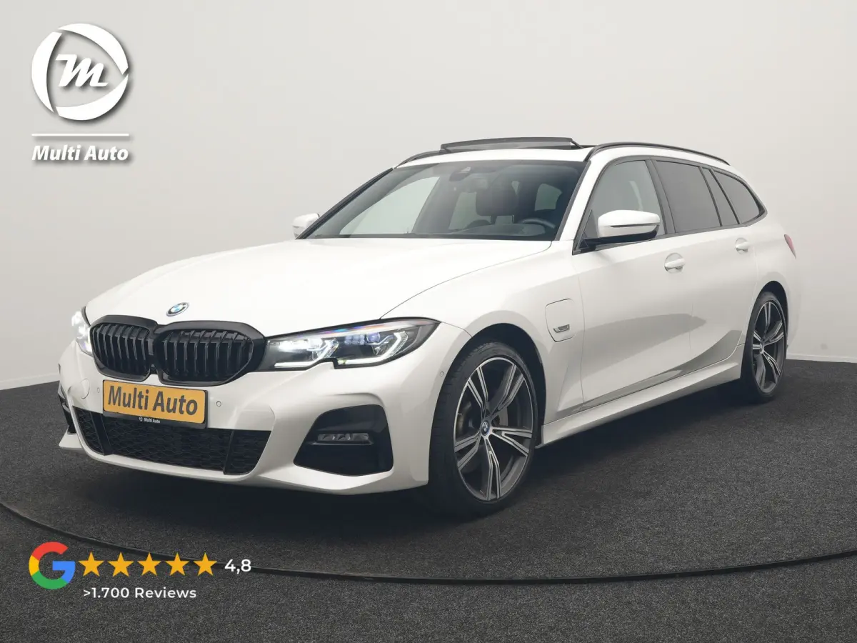 330e M Sport PHEV 293pk Dealer O.H. | Panodak | Laser LED | Head Up | Adaptief Onderstel | Camera | Lederen Sportstoelen & Stuur Verwarmd | Sfeerverlichting | Keyless | BLIS | Apple Carplay 