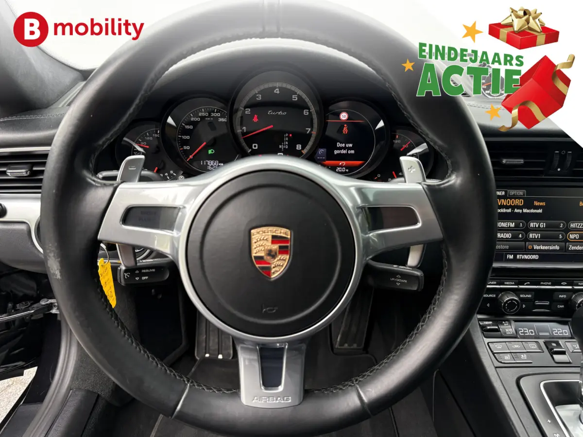 991 3.8 Turbo 521PK *Porsche Approved Sport Chrono Pakket Plus Schuif/Kanteldak | Cruise Control | Stoelventilatie/verwarming | Achteruitrijcamera | Adaptieve M-Sport onderstel