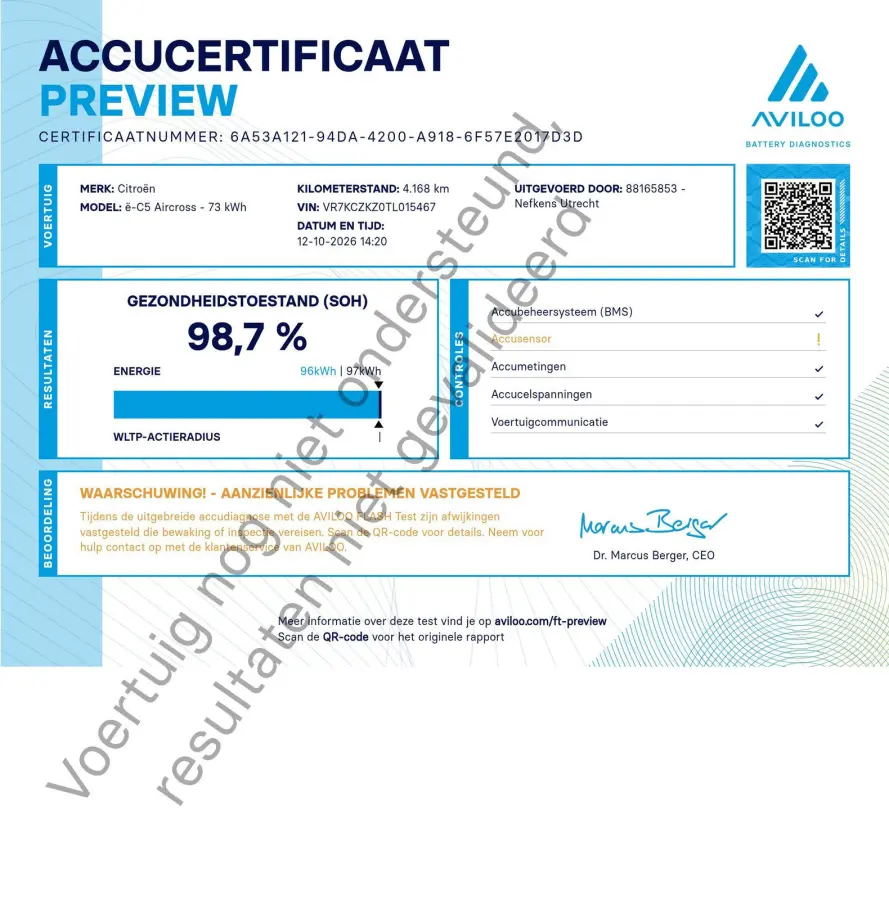 SUV Business Comfort Range 73 kWh | ACCU 99% | 519km WLTP Actieradius | Navigatie | Adaptive cruise control | 360 graden camera | Elektrische achterklep | Draadloze telefoonlader | 19" licht