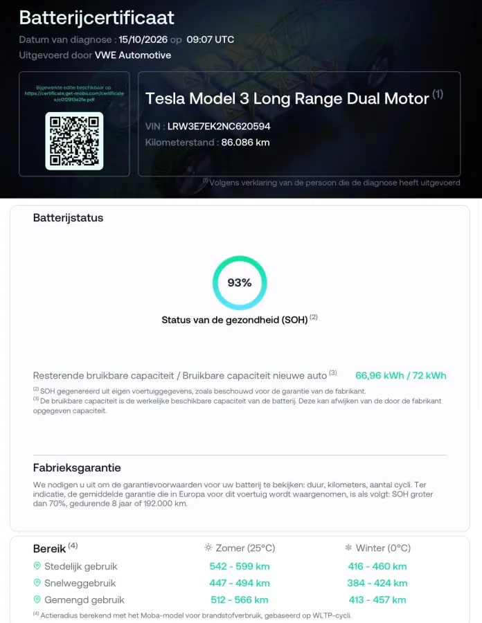 Long Range AWD 75 kWh - Pearl White - Panorama/Leder/Trekhaak - SoH 93%