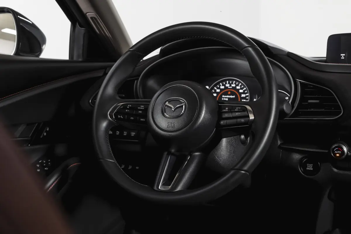 2.0 e-SkyActiv-X 186 PK M Hybrid Nagisa Org. NL. | Adapt. Cruise | Trekhaak | Stoelverw. | PDC | Camera | NAV + App. Connect | ECC | Bose | Elek. Klep | LM 18" |