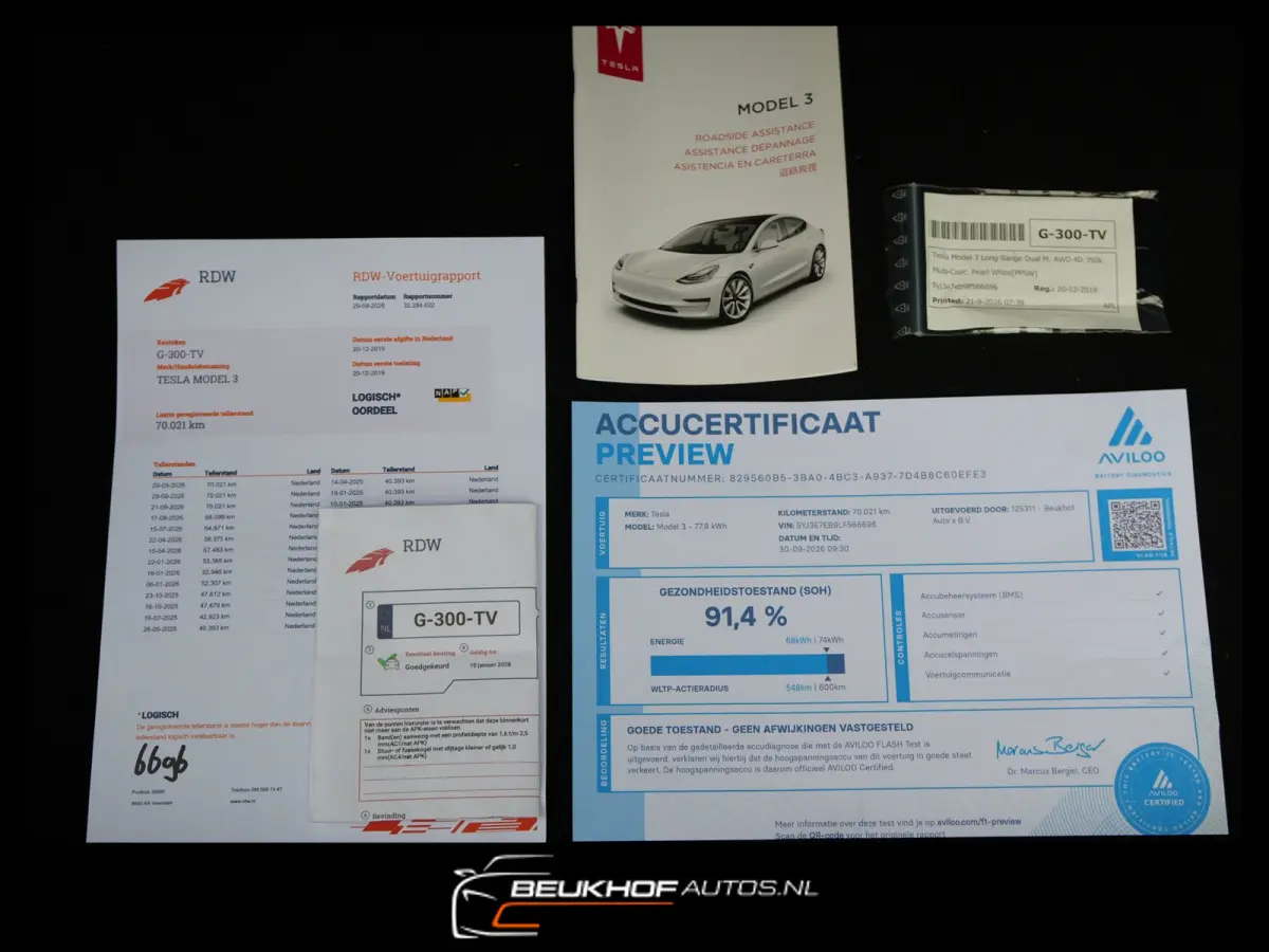 Long Range AWD 75 kWh Leer / FSD / SOH 91.4%