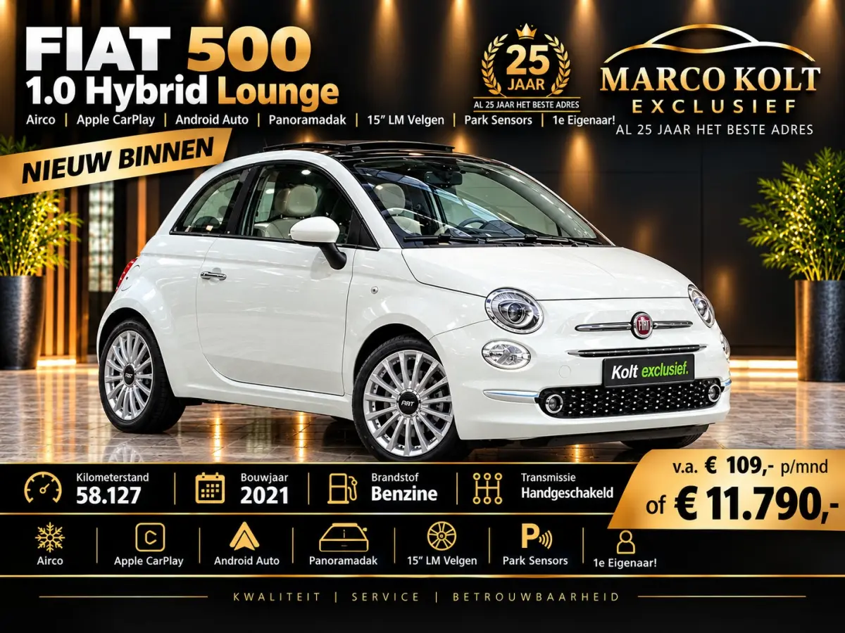 1.0 Hybrid Lounge / Airco / Panoramadak / Park Sensors / 58000 KM / 15" LM Velgen / WW Glas / Nieuwstaat!
