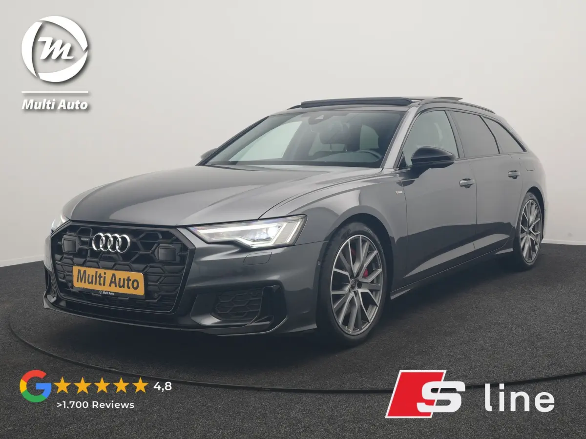 55 TFSI e Quattro 2x S Line PHEV 367pk Dealer O.H. | Trekhaak Af Fabriek | Panodak | Matrix LED | Alcantara Sportstoelen Memory & Verwarmd | Camera | Keyless | 20"L.M | Navigatie | DAB | Cru