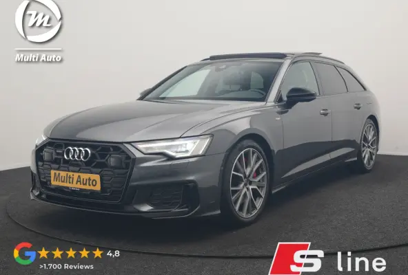 55 TFSI e Quattro 2x S Line PHEV 367pk Dealer O.H. | Trekhaak Af Fabriek | Panodak | Matrix LED | Alcantara Sportstoelen Memory & Verwarmd | Camera | Keyless | 20"L.M | Navigatie | DAB | Cru