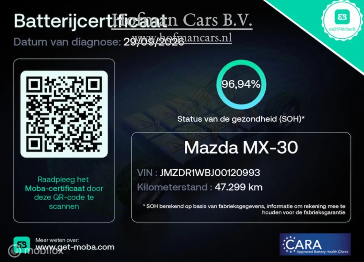 e-SkyActiv 145 36kWh | SOH 96,94% MOBA | Slechts 47.298 KM | HUD | Stoel- & Stuurverwarming